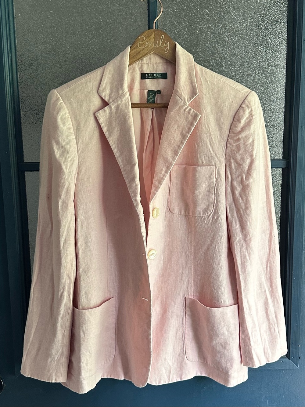 Lauren Ralph Lauren Pale Pink Linen Blazer